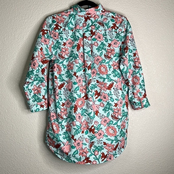 Land's End Floral Button Down 1/4 Sleeve Top Size 8 - Picture 5 of 7